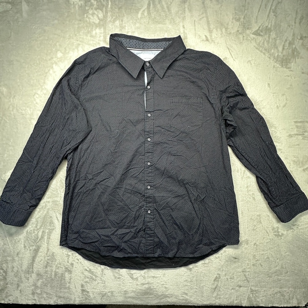 Craft + Flow Shirt Mens 2XL Black Cotton Stretch Classic Fit Collared Button Up